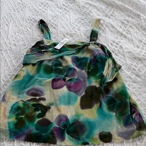 LOFT Floral Watercolor Camisole in Teal, Purple & Green